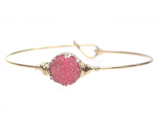 Red Druzy Stone Wire Wrap Hook Bracelet Red Druzy Stone Wire Wrap Hook Bracelet
