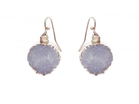 Gray Druzy Stone Wire Wrap Hook Earrings Gray Druzy Stone Wire Wrap Hook Earrings