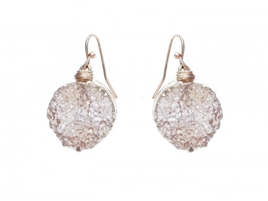 Brown Druzy Stone Wire Wrap Hook Earrings Brown Druzy Stone Wire Wrap Hook Earrings