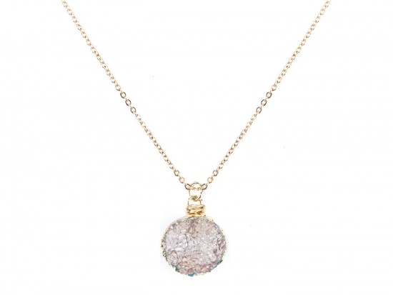 Brown Druzy Stone Wire Wrap Necklace
