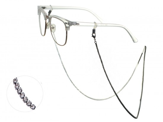 GunMetal Clear Crystal Eyeglasses Strap