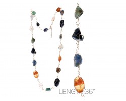 Multi Color Natural Stone Wire Wrap Necklace
