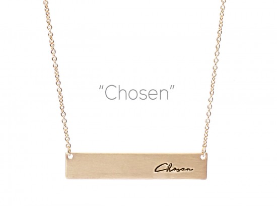 Gold Chosen Bar Message Necklace