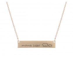 Gold Mama Bear Cub Bar Message Necklace