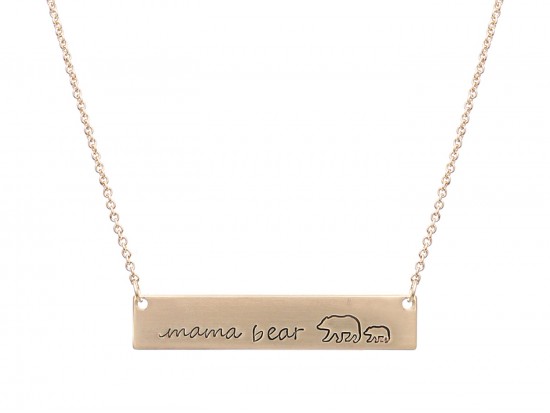 Gold Mama Bear Cub Bar Message Necklace Gold Mama Bear Cub Bar Message Necklace