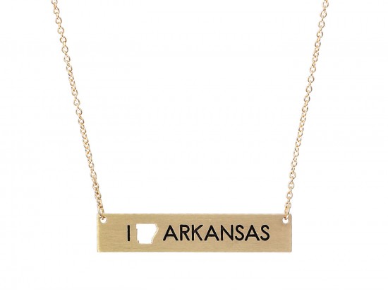 Gold Arkansas State Map Open Cut Bar Necklace Gold Arkansas State Map Open Cut Bar Necklace