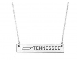 Silver Tennessee State Map Open Cut Bar Necklace
