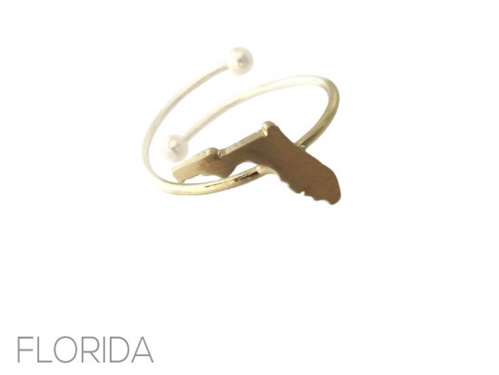 Gold Florida State Map Wire Ring