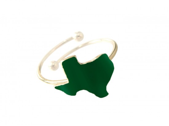 Green Texas State Map Gold Wire Ring
