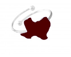 Maroon Texas State Map Silver Wire Ring