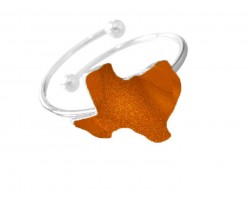 Orange Texas State Map Silver Wire Ring