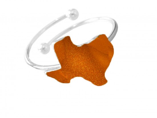 Orange Texas State Map Silver Wire Ring