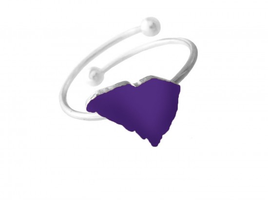 Purple South Carolina State Map Silver Wire Ring
