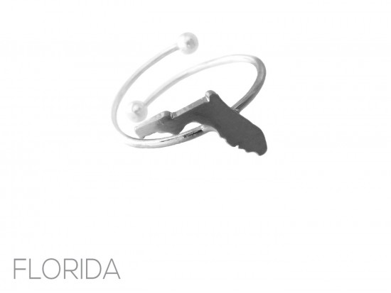 Silver Florida State Map Wire Ring