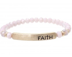 Light Purple Crystal Faith Gold Bar Stretch Bracelet