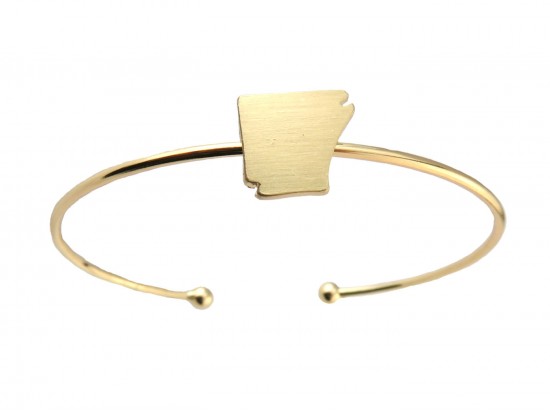 Gold Arkansas State Map Wire Cuff Bracelet