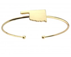 Gold Oklahoma State Map Wire Cuff Bracelet