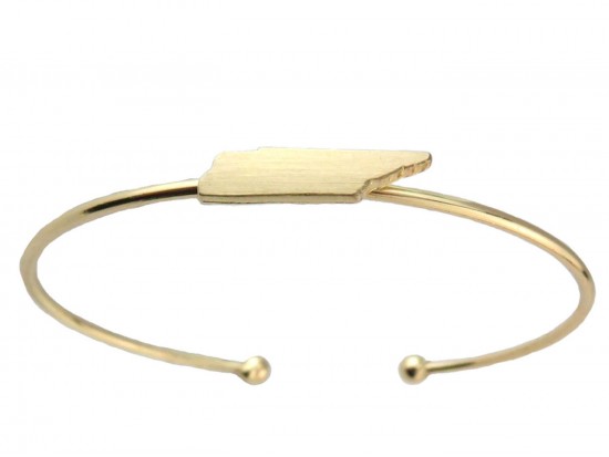 Gold Tennessee State Map Wire Cuff Bracelet
