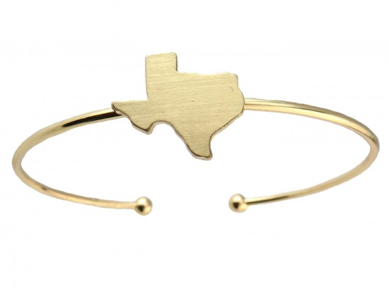 Gold Texas State Map Wire Cuff Bracelet