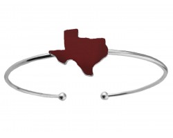 Maroon Texas State Map Silver Wire Cuff Bracelet