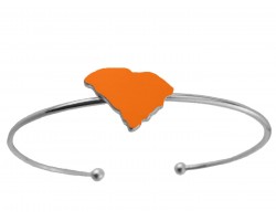 Orange South Carolina State Map Wire Silver Cuff Bracelet