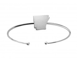 Silver Arkansas State Map Wire Cuff Bracelet