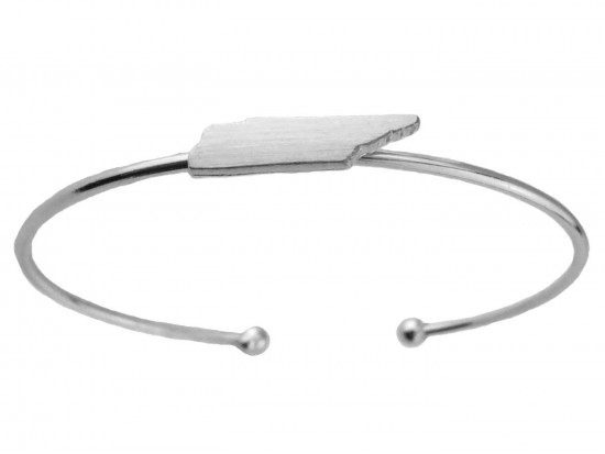 Silver Tennessee State Map Wire Cuff Bracelet