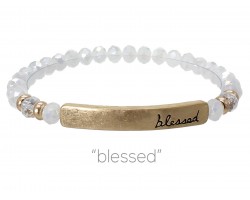 White Opal Crystal Blessed Gold Bar Stretch Bracelet White Opal Crystal Blessed Gold Bar Stretch Bracelet