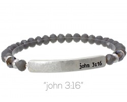 Black Diamond Crystal John 3:16 Gold Bar Stretch Bracelet Diamond Black Diamond Crystal John 3:16 Gold Bar Stretch Bracelet Diamond