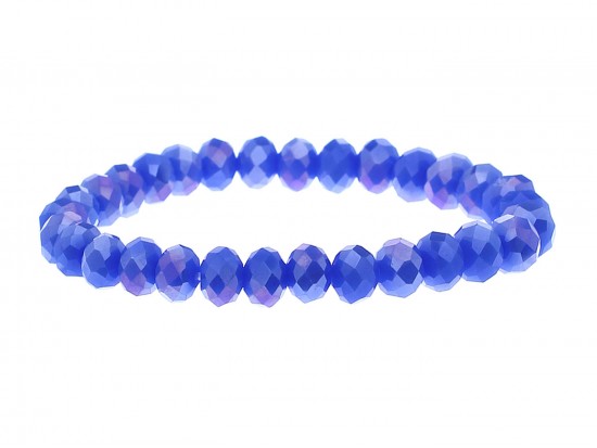 Blue Crystal Rondell Stretch Bracelet