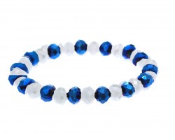 Blue White Crystal Rondell Stretch Bracelet Blue White Crystal Rondell Stretch Bracelet