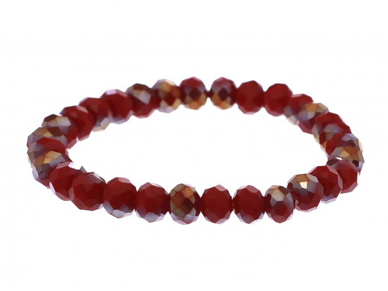 Red Crystal Rondell Stretch Bracelet