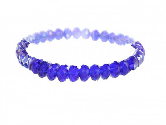 Blue Sapphire Crystal Rondell Stretch Bracelet