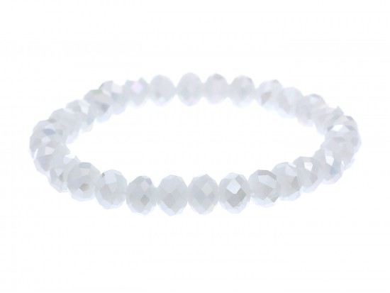 White Crystal Rondell Stretch Bracelet