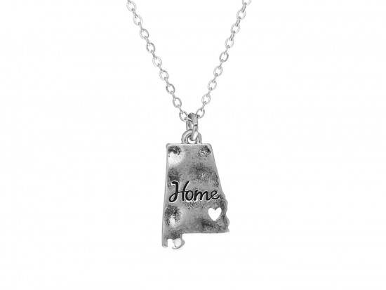 Silver Alabama State Map Home Necklace