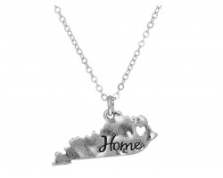 Silver Kentucky State Map Home Necklace