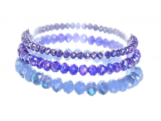 Blue Crystal Stretch Bracelets 3 Set