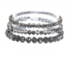 Hematite Crystal Stretch Bracelets 3 Set