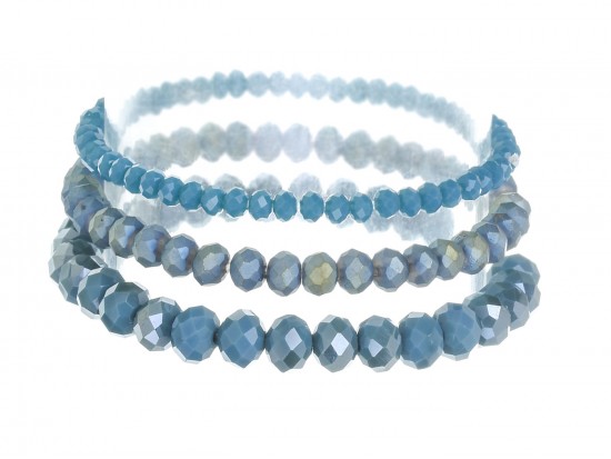 Teal Blue Crystal Stretch Bracelets 3 Set Teal Blue Crystal Stretch Bracelets 3 Set