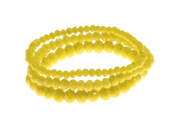 Yellow Crystal Stretch Bracelets 3 Set