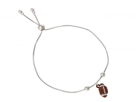 Brown Football Crystal Charm Bracelet