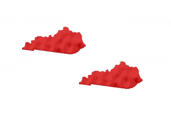 Red Kentucky State Map Hammered Silver Post Earring