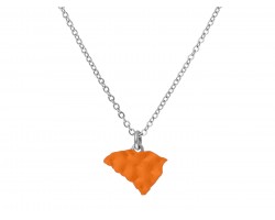 Orange South Carolina State Map Silver Chain Necklace