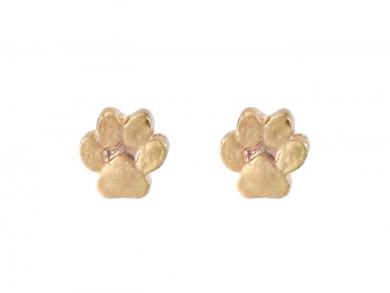 Gold Mini Paw Print Post Earrings