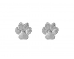 Silver Mini Paw Print Post Earrings
