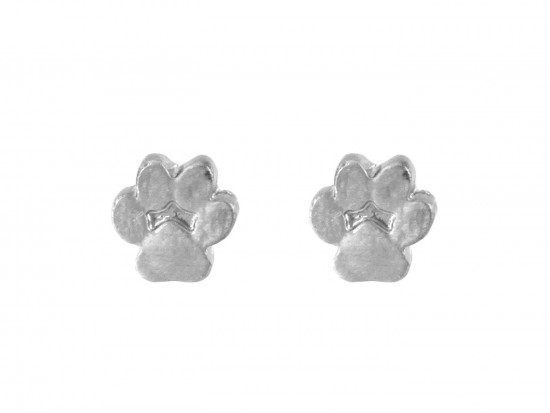 Silver Mini Paw Print Post Earrings