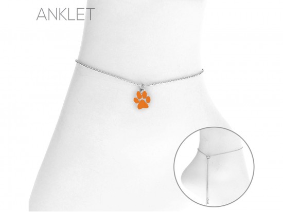 Orange Paw Silver Anklet