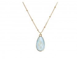 Aqua Gold Brushed Teardrop Chain Necklace