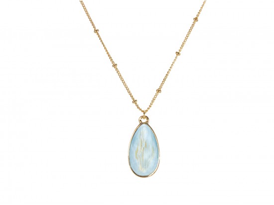 Aqua Gold Brushed Teardrop Chain Necklace