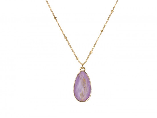 Violet Gold Brushed Teardrop Chain Necklace Violet Gold Brushed Teardrop Chain Necklace